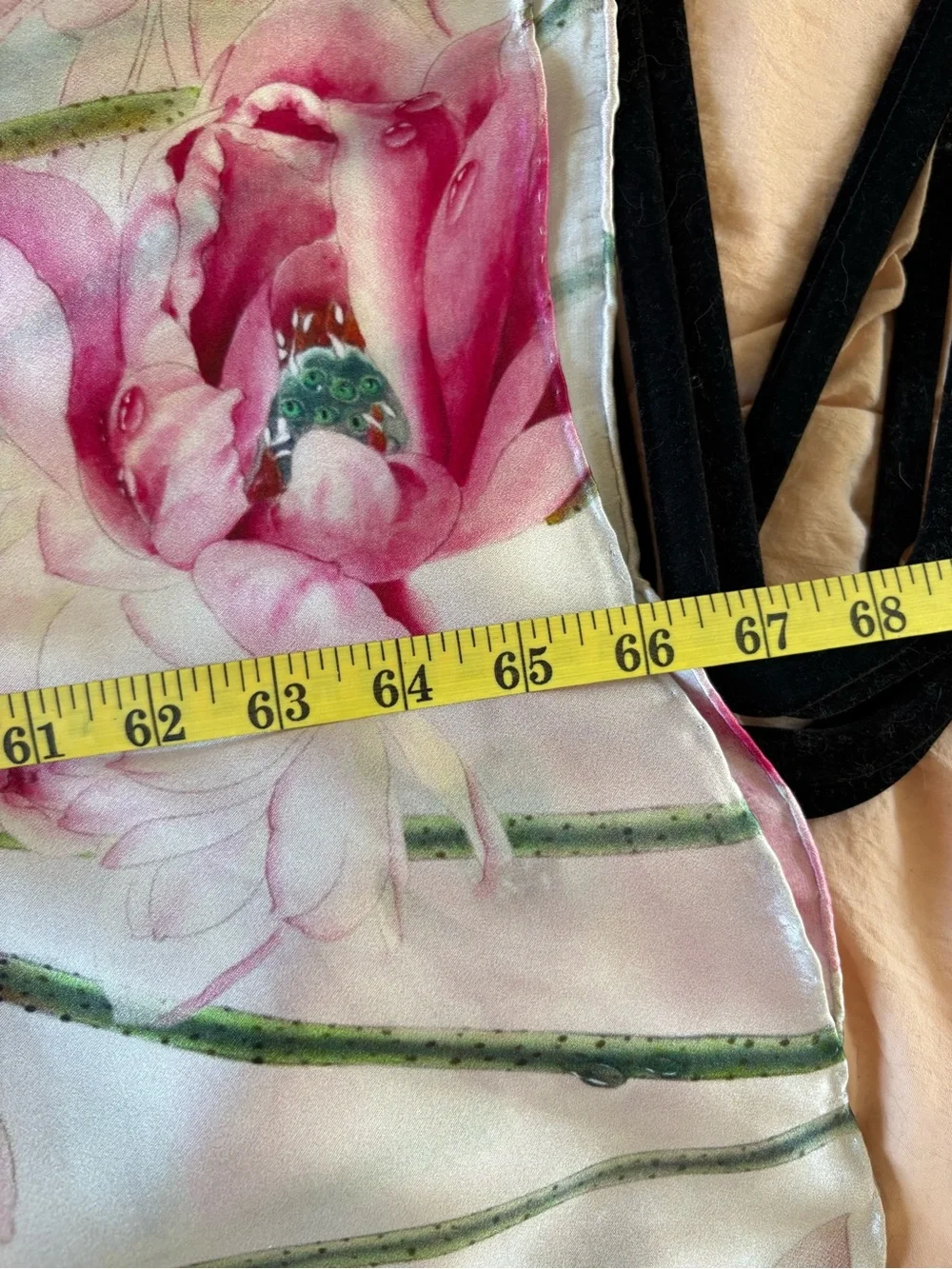 Hand‎ Painted White Silk Scarf Watercolor Pink Lotus Flower Floral Career Preppy